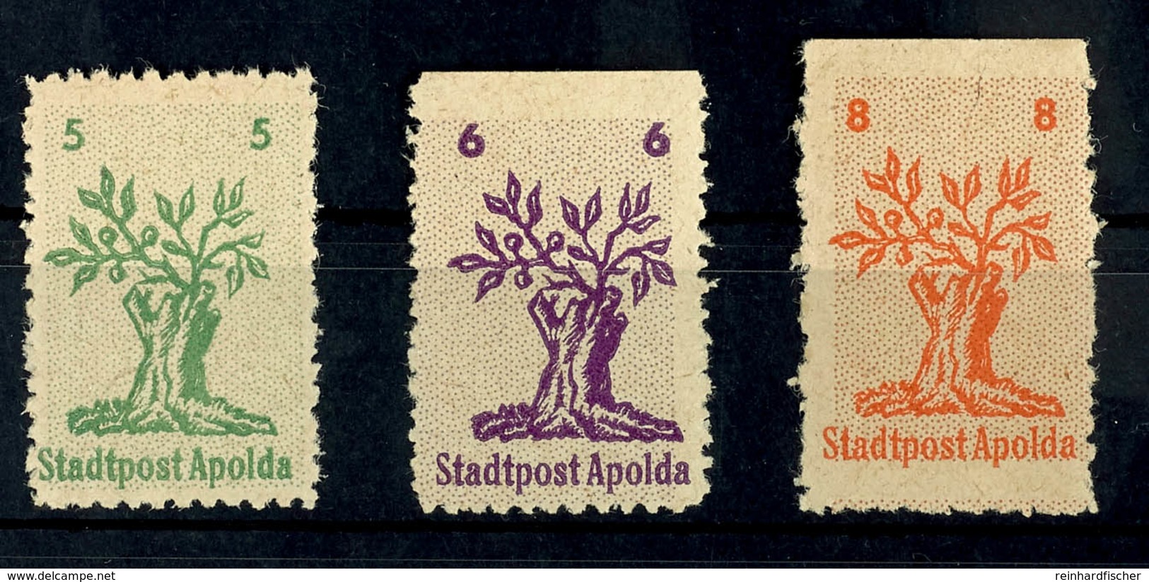 5 - 8 Pfg Baumstumpf, 3 Werte Komplett, Tadellos Postfrisch, Unsigniert, Mi. 130.-, Katalog: 1/3 ** - Apolda