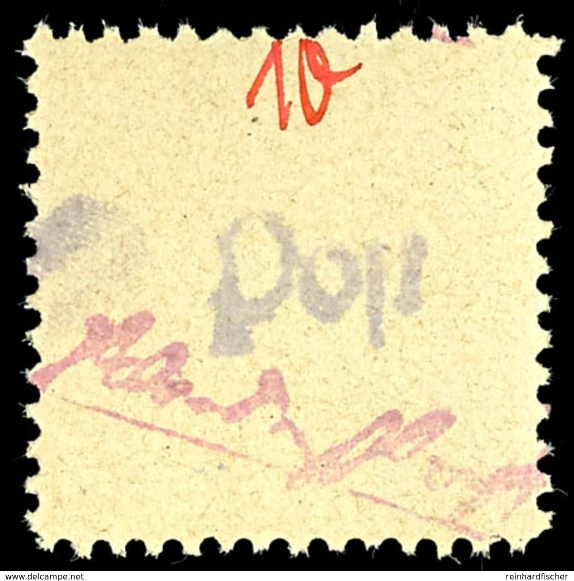 10 Pfg Auf Gelb Mit Abart "Kurzschriftstempel Rötlichlila (statt Violett), Tadellos Postfrisch, Unsigniert, Fotobefund K - Grossräschen