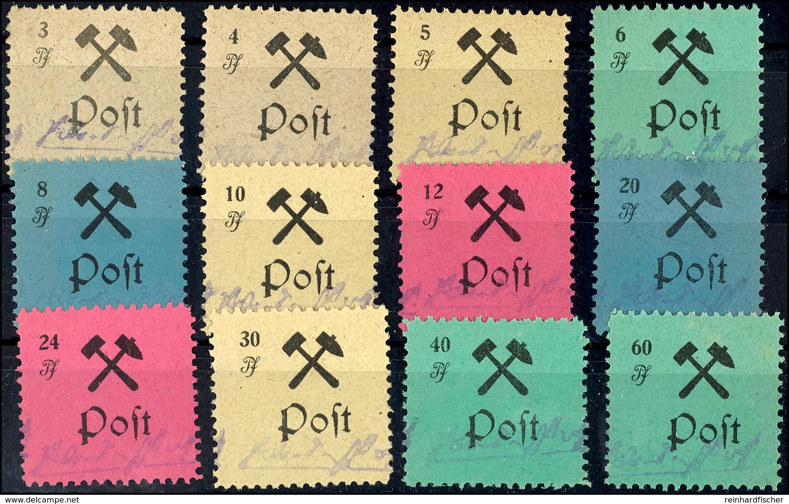 3 Bis 60 Pfg., Je Type II, 12 Werte Kpl. Postfrisch, Mi. 180,-, Katalog: 13/24 AII ** - Grossraeschen