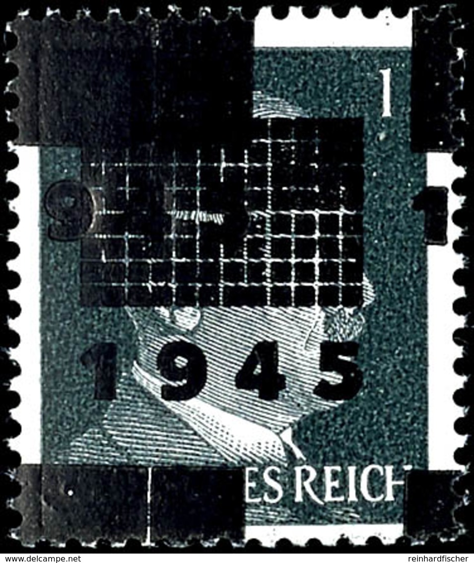 1 Pfg Hitler Mit Doppelaufdruck "Gitter Auf Block", Postfrisch, Winzige - Vermutlich Herstellungsbedingte Haftstelle, Ge - Other & Unclassified