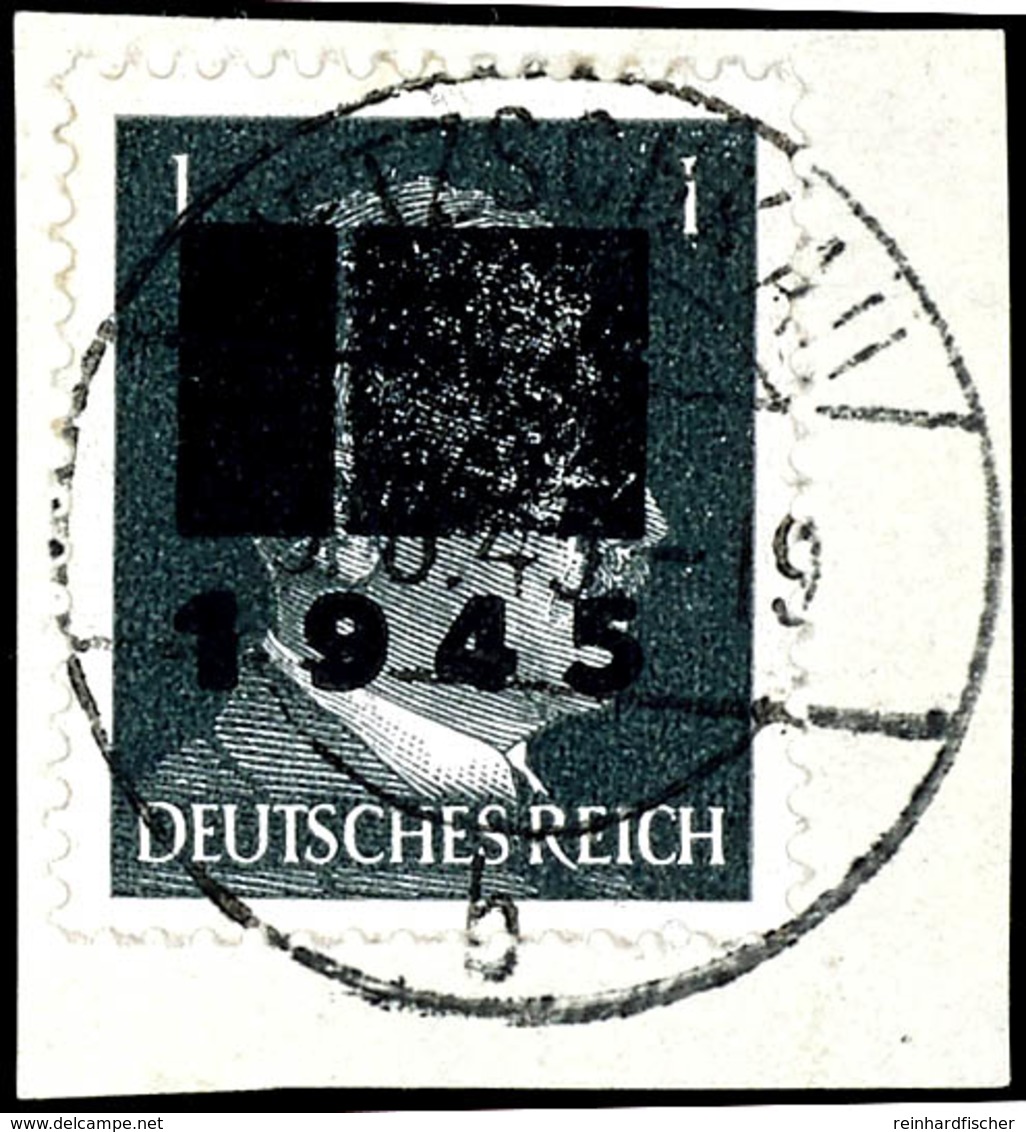 1 Pfg Hitler Dunkelgrau, Aufdrucktype IIa, Auf Briefstück, Zentrisch Gestempelt "NETZSCHKAU 9.8.45", Tadellos, Gepr. Opi - Other & Unclassified