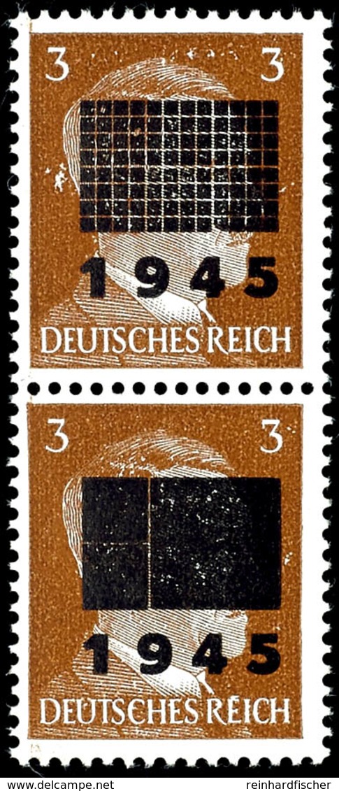 3 Pfg Hitler Als Senkrechtes Paar Mit Aufdruck In Type I (oben) Und IIa (unten), Tadellos Postfrisch, Gepr. Zierer BPP,  - Autres & Non Classés