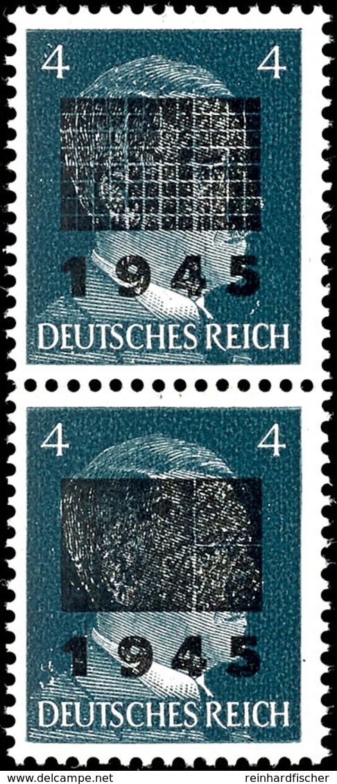 4 Pfg Hitler Mit Lokalem Aufdruck, Senkrechtes Typenpaar I/Iib, Tadellos Postfrisch, Gepr. Sturm BPP, Mi. 100.-, Katalog - Autres & Non Classés