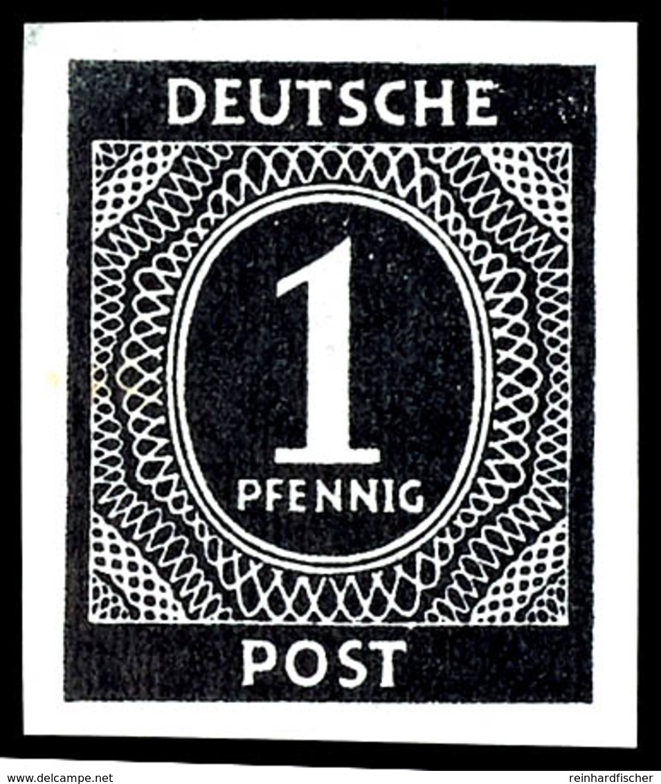 1 Pfg. Ziffer, Ungezähnt, Postfrisch, Sign. Dr. Wittmann, Mi. 500,-, Katalog: 911U ** - Sonstige & Ohne Zuordnung