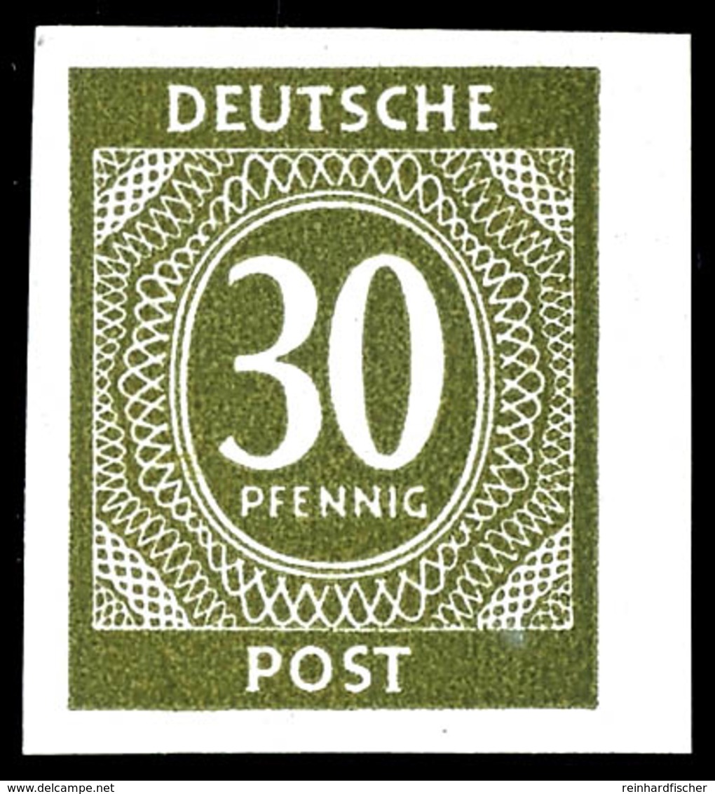 30 Pfg. Ziffern, Ungezähnt, Postfrisch, Gepr. Schlegel BPP, Mi. 250,-, Katalog: 928U ** - Autres & Non Classés