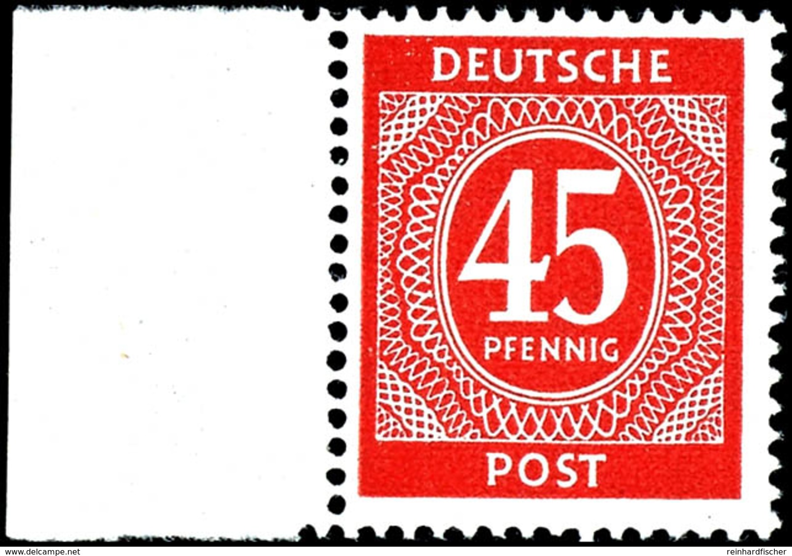 45 Pfg. Ziffer, Wasserzeichen Steigend, Postfrisch Vom Linken Bogenrand, Geprüft Schlegel BPP, Mi. 200.-, Katalog: 931y  - Other & Unclassified