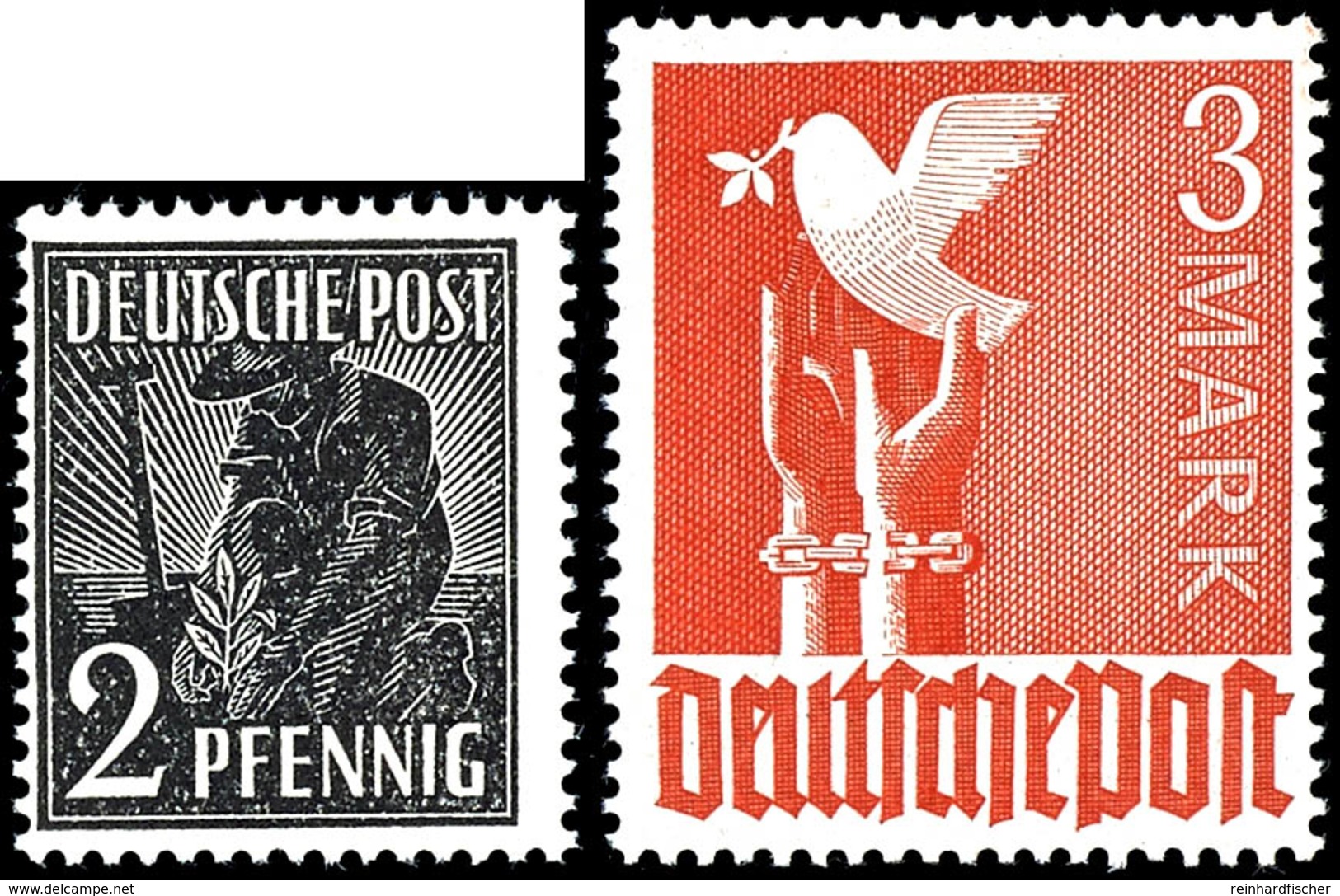 2 Pfg. Arbeiter Und 3 Mk. Taube, Je Ohne Wasserzeichen, Postfrisch, Gepr. Schlegel BPP, Mi. 390,-, Katalog: 943,961 Z ** - Other & Unclassified