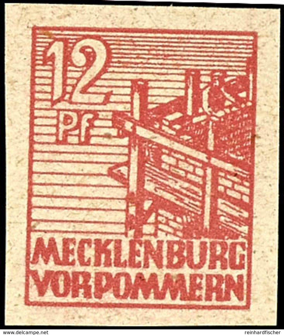 12 Pfg Freimarken Braunrot Ungezähnt, Postfrisch, Unsigniert, Leichte Herstellungsbedingte Gummibüge Ohne Belang, Tadell - Other & Unclassified