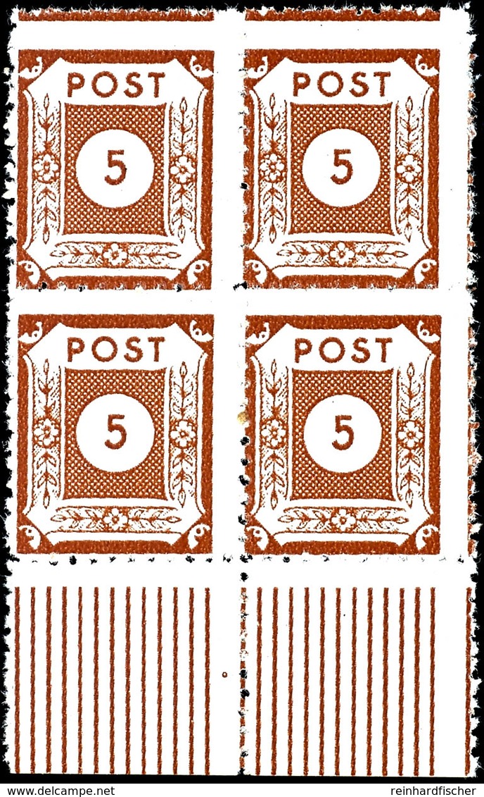 5 Pf. Postmeisterzähnung Klotzsche Unterrand-Viererblock Tadellos Postfrisch, Jeder Wert Gepr. Ströh BPP, Mi. 320.-, Kat - Other & Unclassified