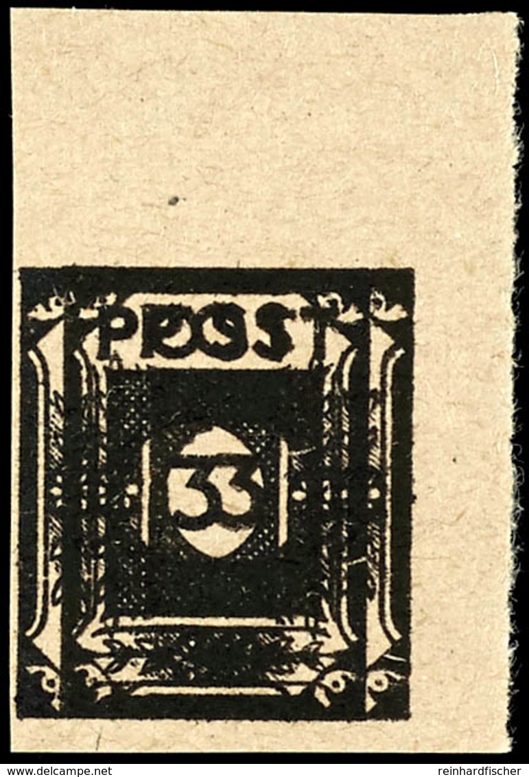 3 Pf. Schwarz, Ungezähnt A. T-Papier, Type I, Doppeldruck, Tadellos Postfrisch, Fotoattest Kunz BPP "Diese Druckabart Zä - Autres & Non Classés