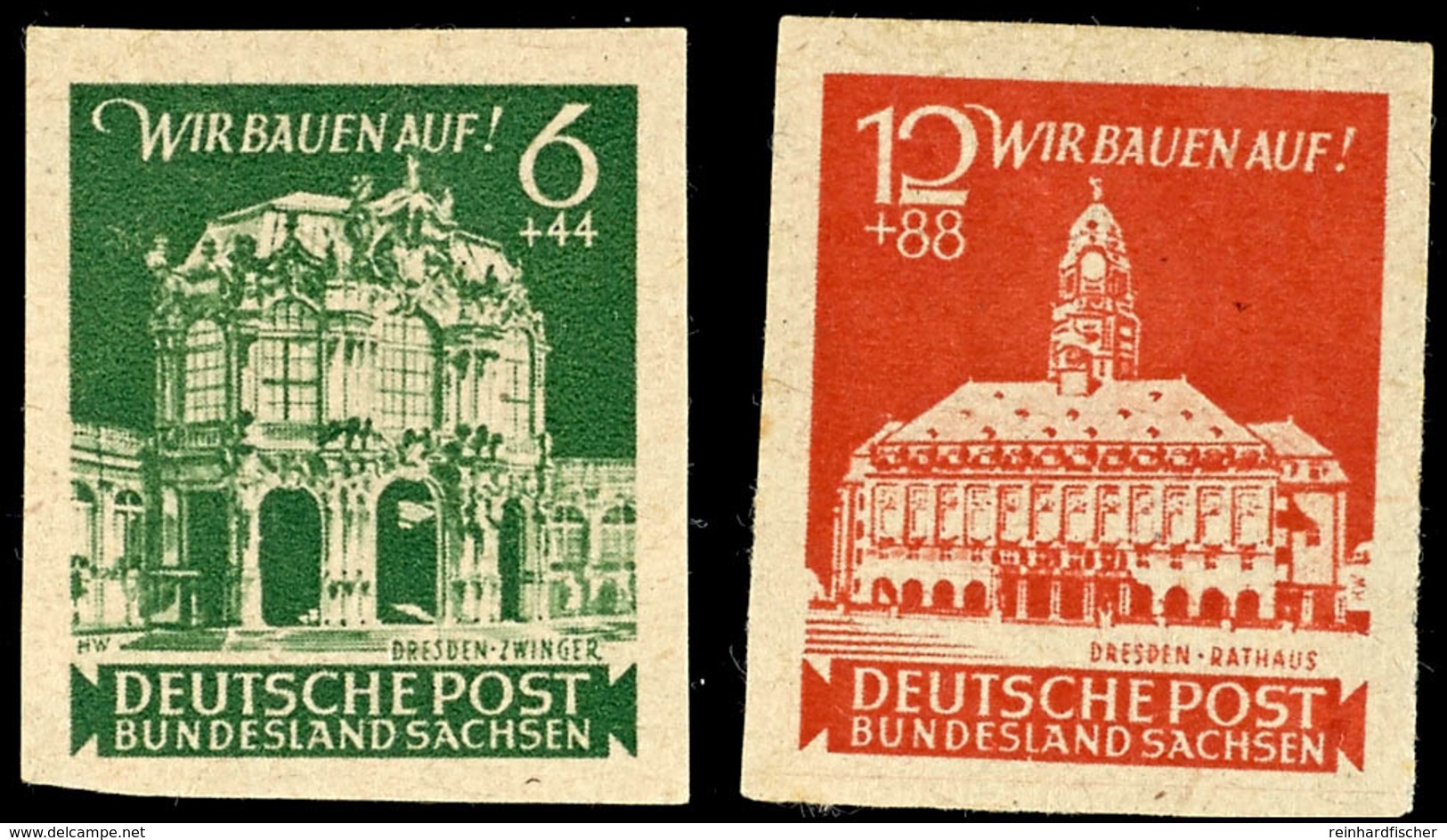 6 Und 12 Pf. Dresdner Zwinger, Je In B-Farbe Und Ungezähnt, Postfrisch, Je Kurzbefund Ströh BPP, Katalog: 64/65bU ** - Autres & Non Classés