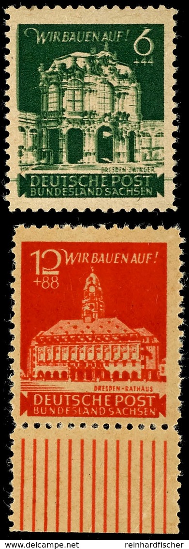 6 Pfg In A-Farbe Mit Abart "Doppeldruck" Sowie 12 Pfg Mit Abart "Druck Auf Gummiseite", Tadellos Postfrisch, Gepr. Kunz  - Autres & Non Classés