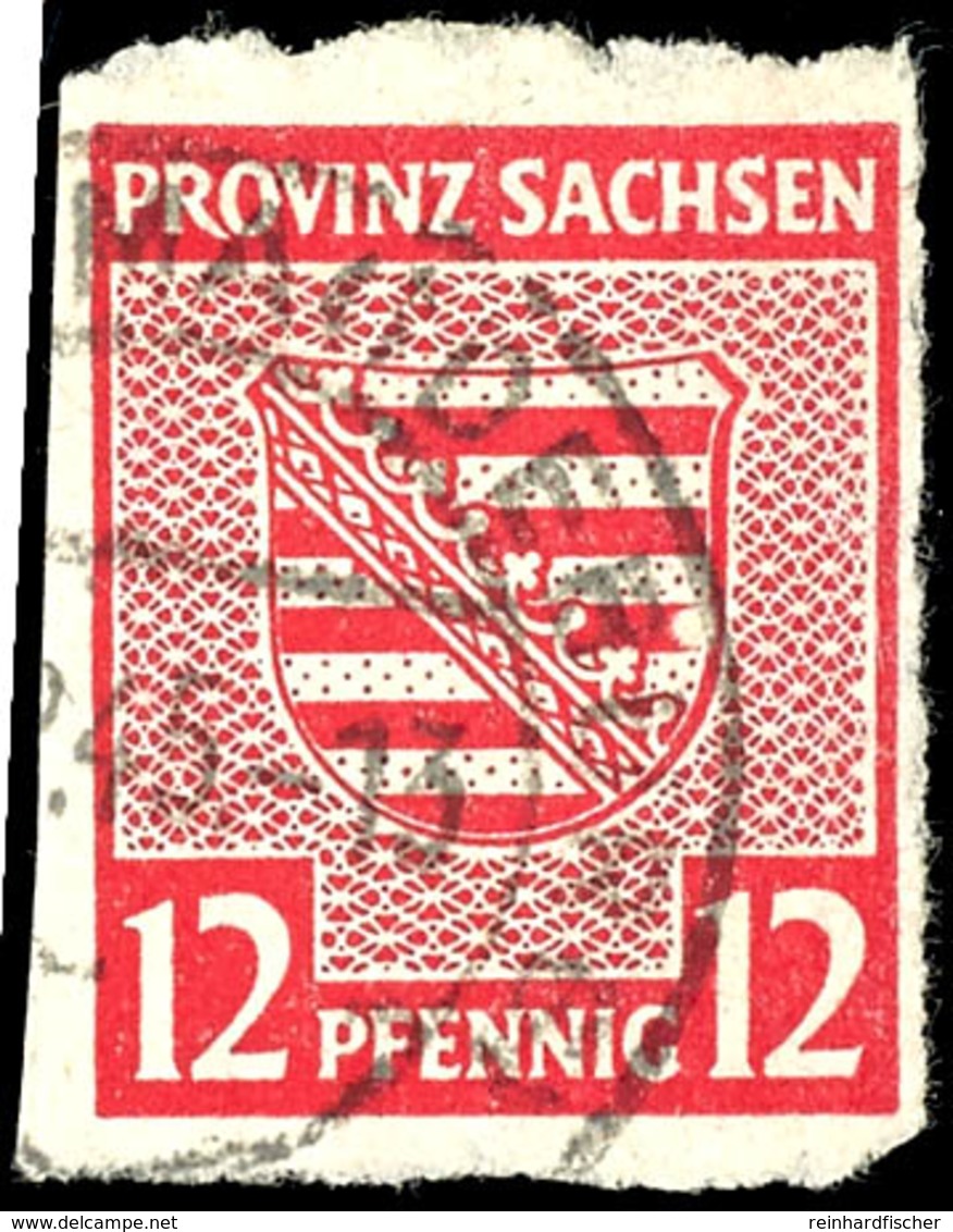 12 Pf. Rosarot Mit Plattenfehler II, Tadellos, Gest., Kurzbefund Ströh BPP, Mi. 500,-, Katalog: 71X II O - Autres & Non Classés