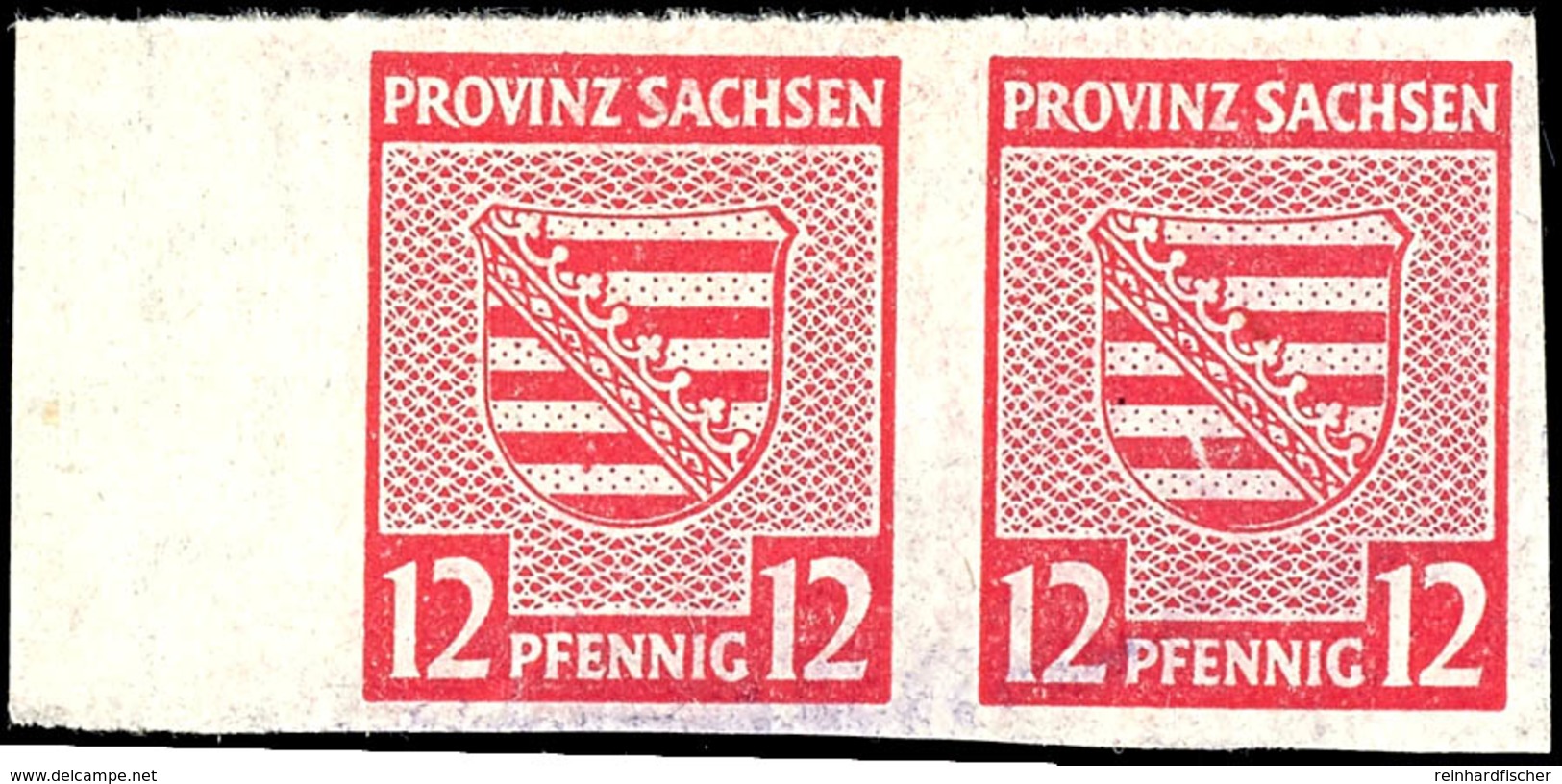 12 Pf. Rosarot Mit Plattenfehler I, Waager. Paar, Tadellos Postfrisch, Kurzbefund Ströh BPP, Mi. 300,-, Katalog: 71X(2)  - Autres & Non Classés