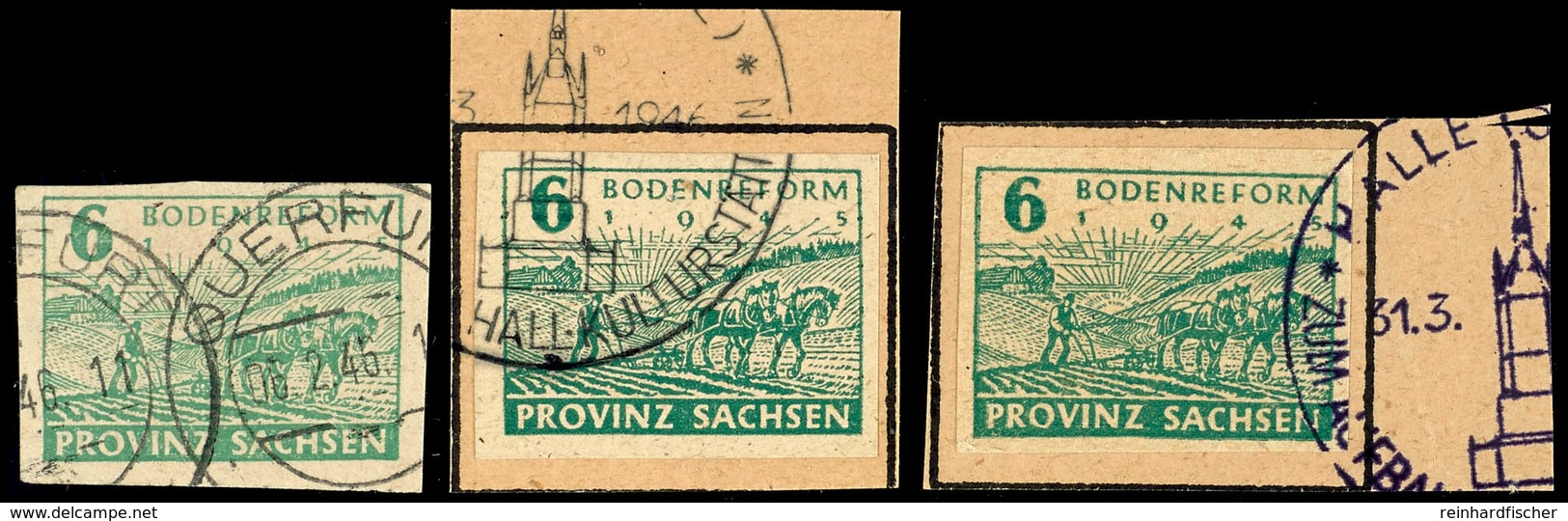 6 Pf. Bodenreform, Mi. 85 Xa, Ya Und Wb, Gest. Bzw. A. Briefstück, Gepr. Ströh/Jasch BPP, Katalog: 85xa,u.a. O/BS - Autres & Non Classés