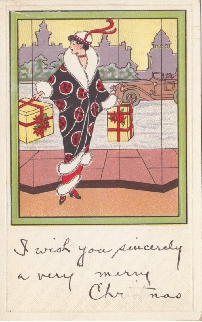 Art Deco Woman With CHRISTMAS Gifts , 00-10s - Other & Unclassified