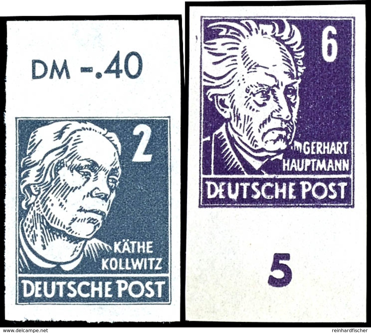 2 Und 6 Pfg. Köpfe, Je Ungezähnt, Ober- Bzw. Unterrandstück Postfrisch, Mi. 240,-, Katalog: 212/13 AU ** - Other & Unclassified