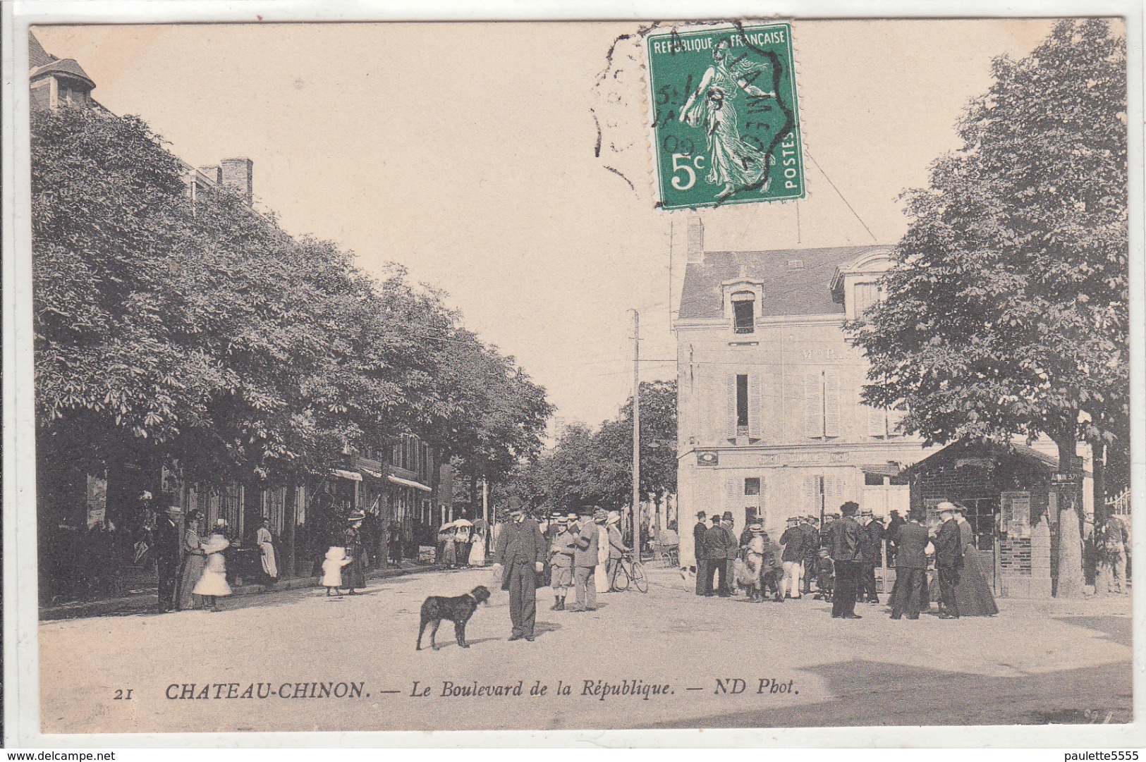 CPA- CHATEAU-CHINON-Le Boulevard De La République-1909-trés Animée- Dép58-2scans -TBE - Chateau Chinon
