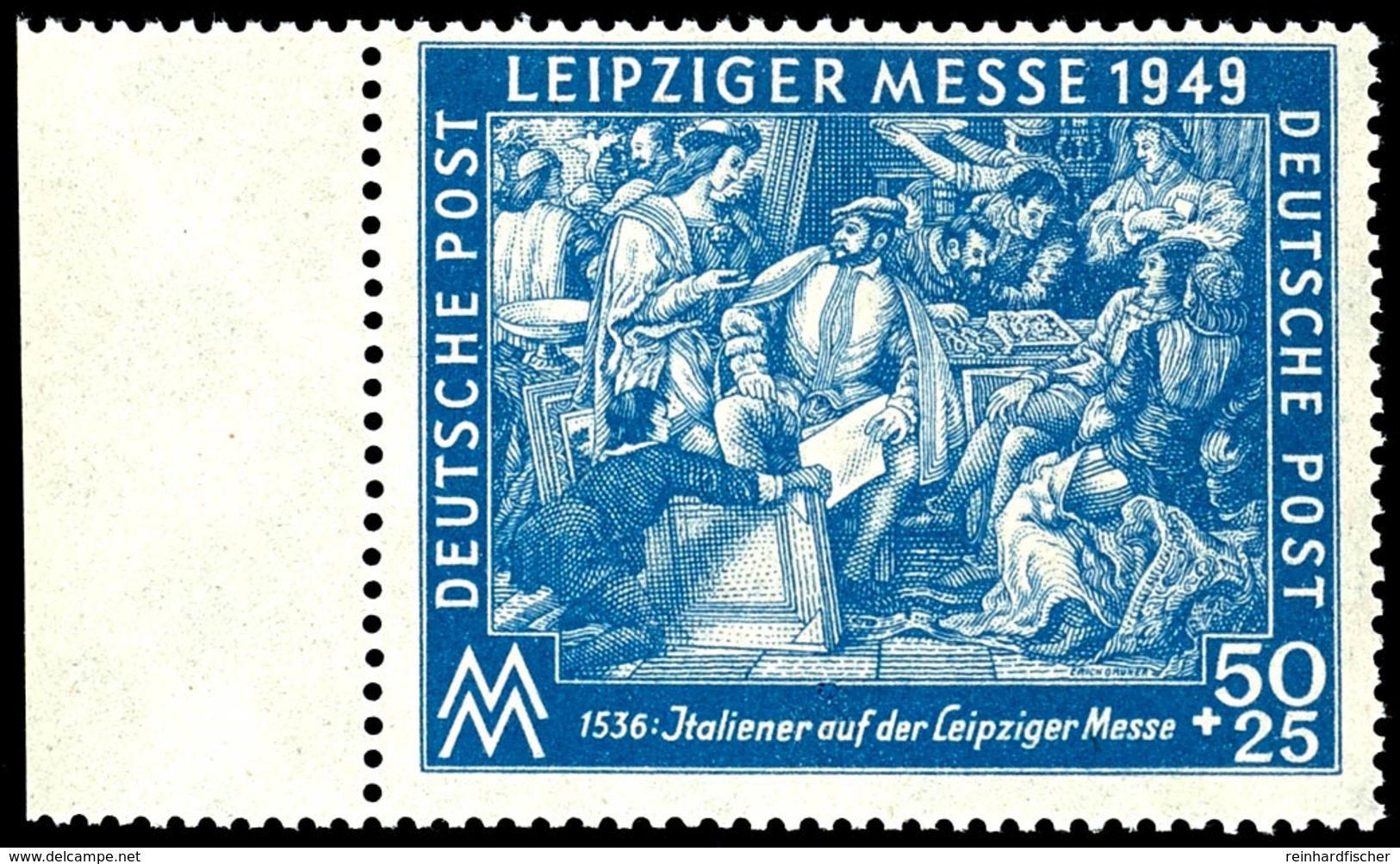 50 Pfg Leipziger Messe Dunkelkobalt, Postfrisch Vom Linken Bogenrand, Geprüft Mayer BPP, Mi. 200.-, Katalog: 231b ** - Autres & Non Classés