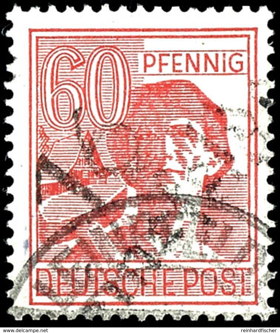 60 Pfg. Hell  Leinefelde, Gestempelt, Pracht, Michel 400,-  Gepr. Petzold BPP, Katalog: 179III O - Autres & Non Classés