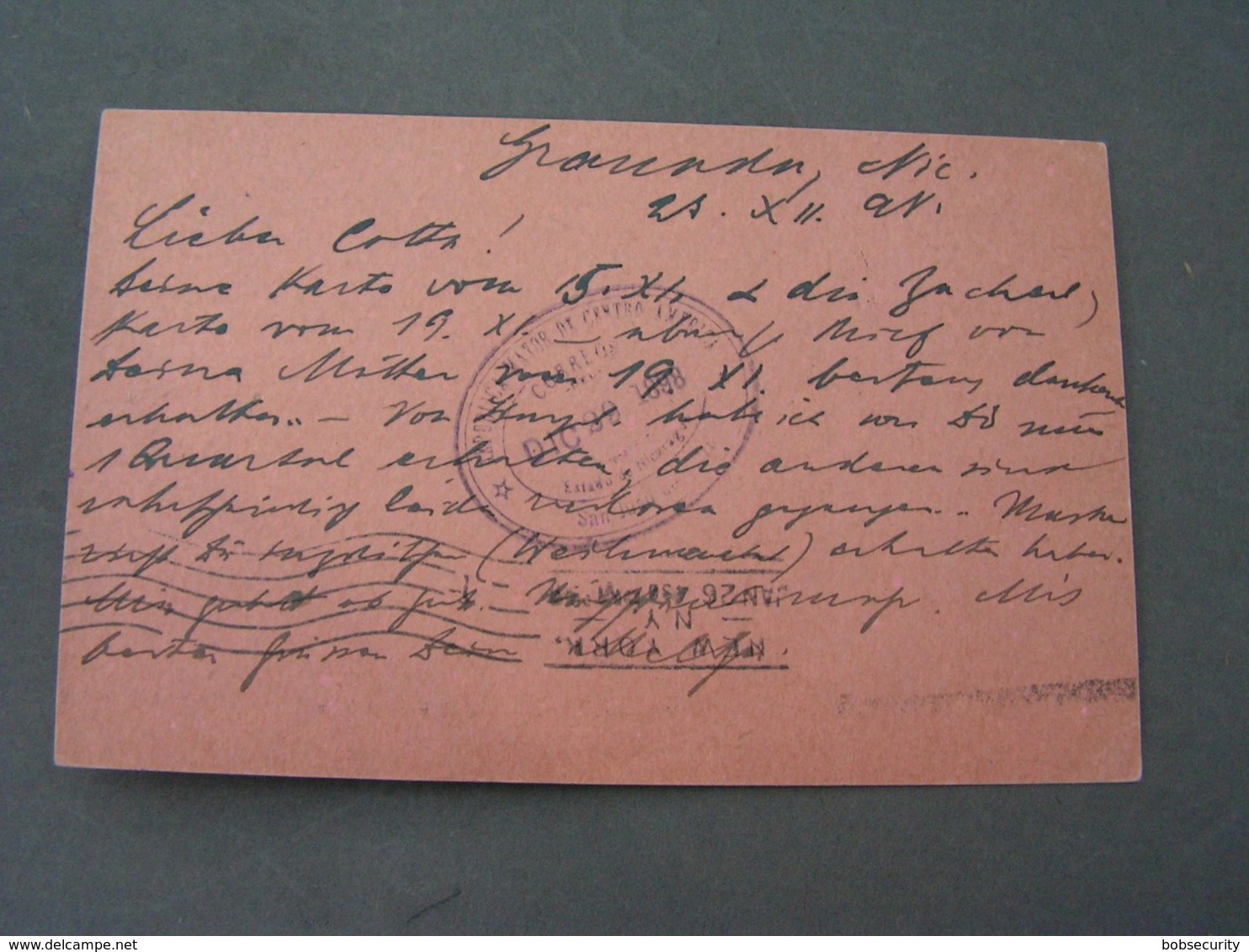 Nicaragua 1898 Nach Pirna über New Orleans Ankuft 1899 - Nicaragua