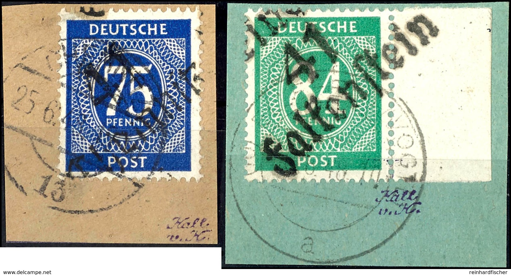 75 Pfg. Und 84 Pfg. Ziffer, Chemnitz Und Falkenstein, Kabinettbriefstücke, Michel 190,-  Gepr. Dr. Modry Und Dr. Böheim, - Autres & Non Classés