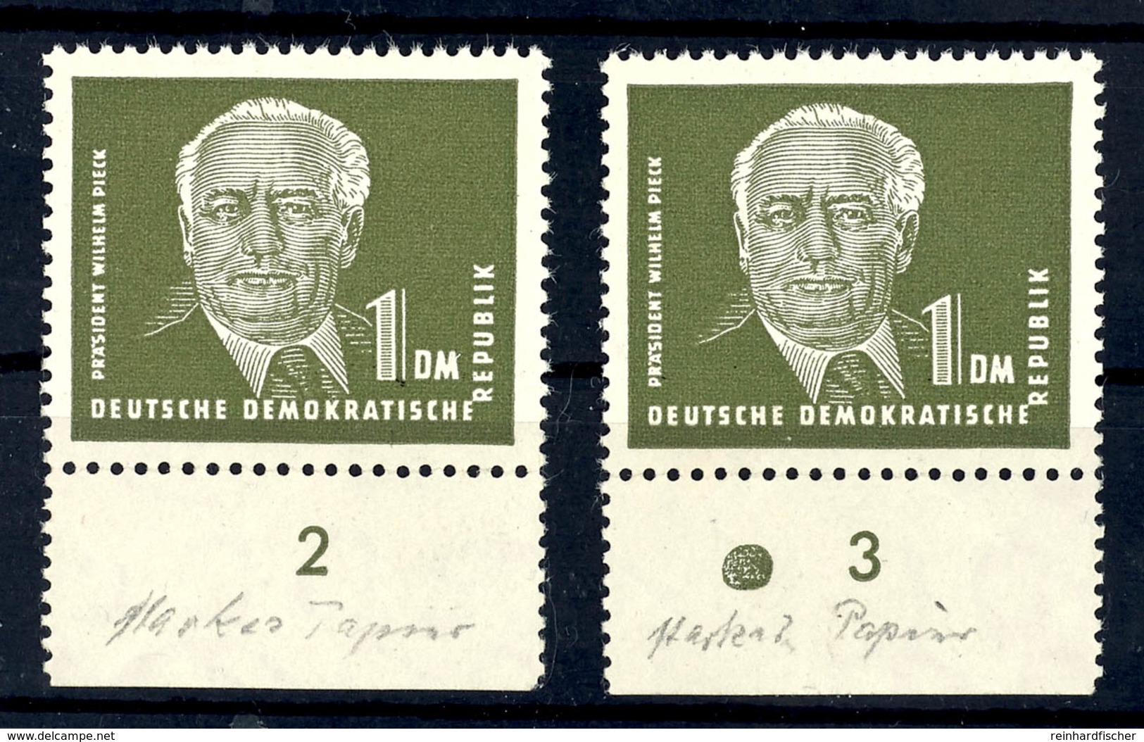 1 DM Pieck Zwei Mal Tadellos Postfrisch Vom Unterrand Mit RZ 2 Bzw. 3 (diese Mit Punkt Der DWD), Mi. 140.-, Katalog: 325 - Other & Unclassified