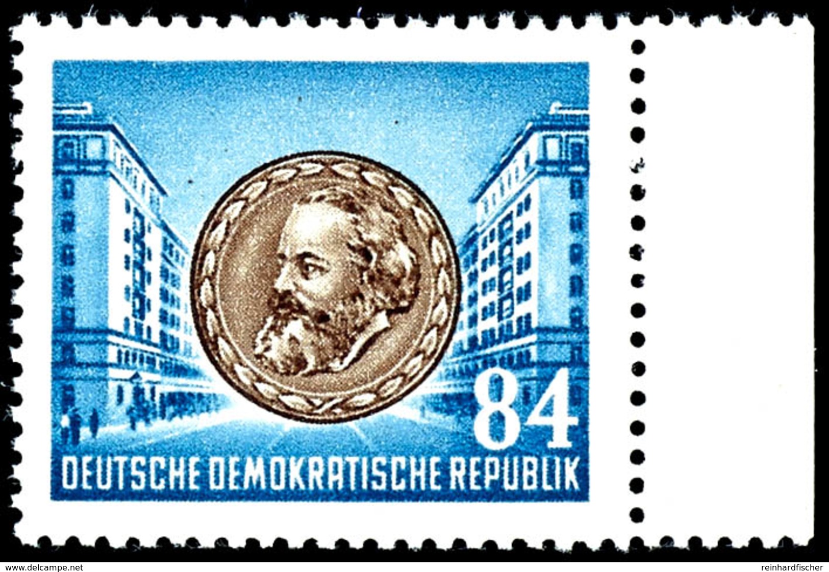 84 Pfg. Karl Marx, Druck Auf Der Gummiseite, Rechtes Randstück Postfrisch, Fotoattest Mayer BPP: "echt Und Einwandfrei", - Autres & Non Classés