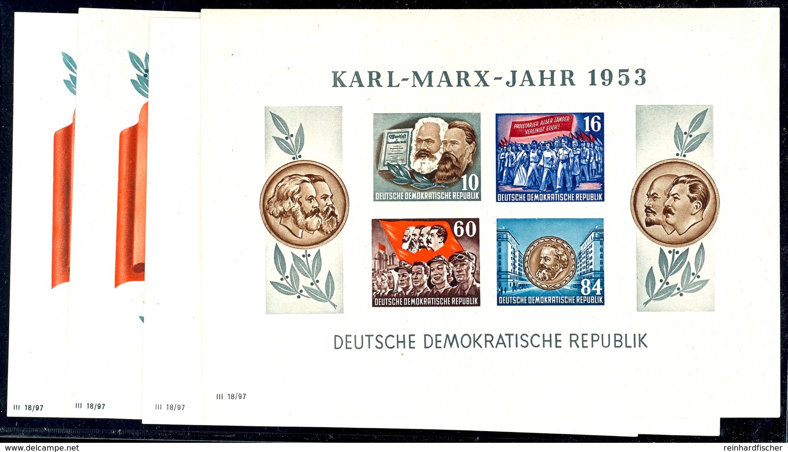 Karl-Marx-Blöcke, Gezähnt Und Geschnitten, 4 Stück Kpl. Postfrisch, Mi. 360,-, Katalog: Bl. 8/9 A/B ** - Other & Unclassified