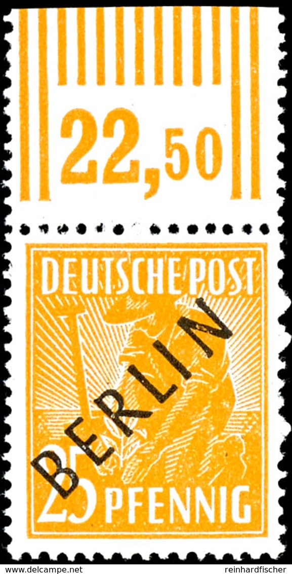 25 Pfg. Vom Bogenoberrand, Postfrisch, Geprüft Schlegel BPP, Mi. 150.-, Katalog: 10WOR ** - Autres & Non Classés