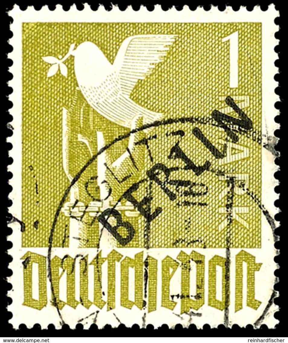 1 Mk. Schwarzaufdruck, Gest., Gepr. Schlegel BPP, Mi. 160,-, Katalog: 17c O - Sonstige & Ohne Zuordnung