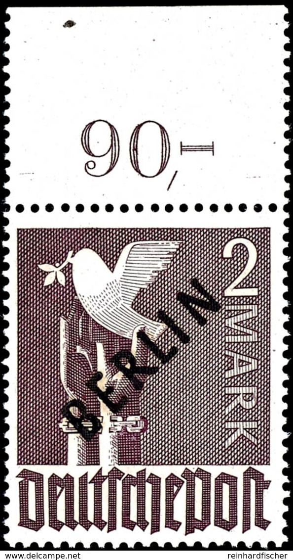 2 M. Vom Bogenoberrand, Durchgezähnt, Postfrisch, Signiert Schlegel BPP, Mi. 300.-, Katalog: 18PORdgz ** - Other & Unclassified