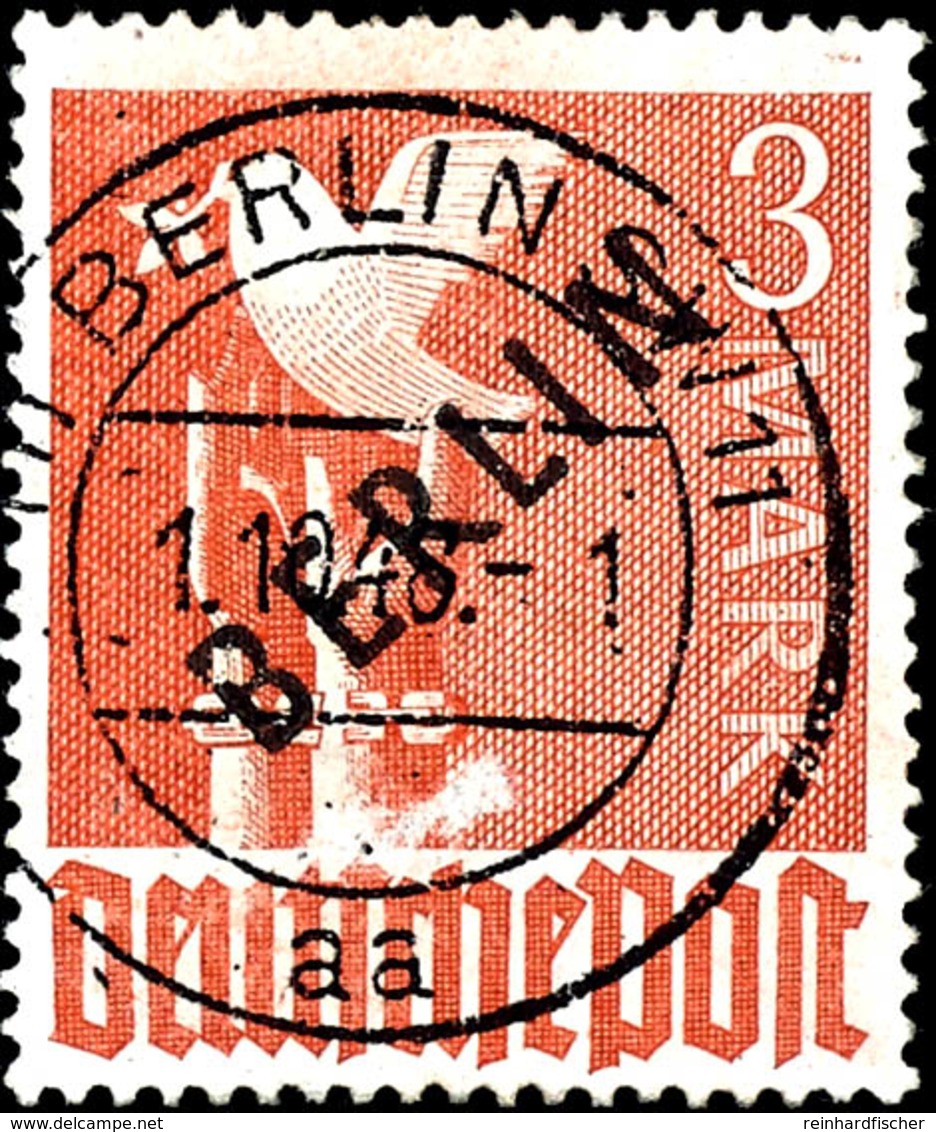 3 M. Schwarzaufdruck, Ideal Zentrisch Gestempelt "BERLIN SW 11 1.10.48", Tadelloses Kabinettstück, Gepr. Lippschütz, Mi. - Other & Unclassified