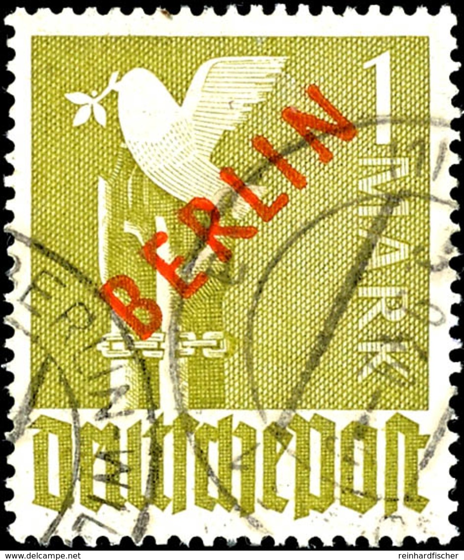 1 Mark Rotaufdruck, Tadellos Gestempelt, Fotoattest H.-D. Schlegel BPP: "Die Qualität Ist Einwandfrei.", Mi. 550.-, Kata - Other & Unclassified