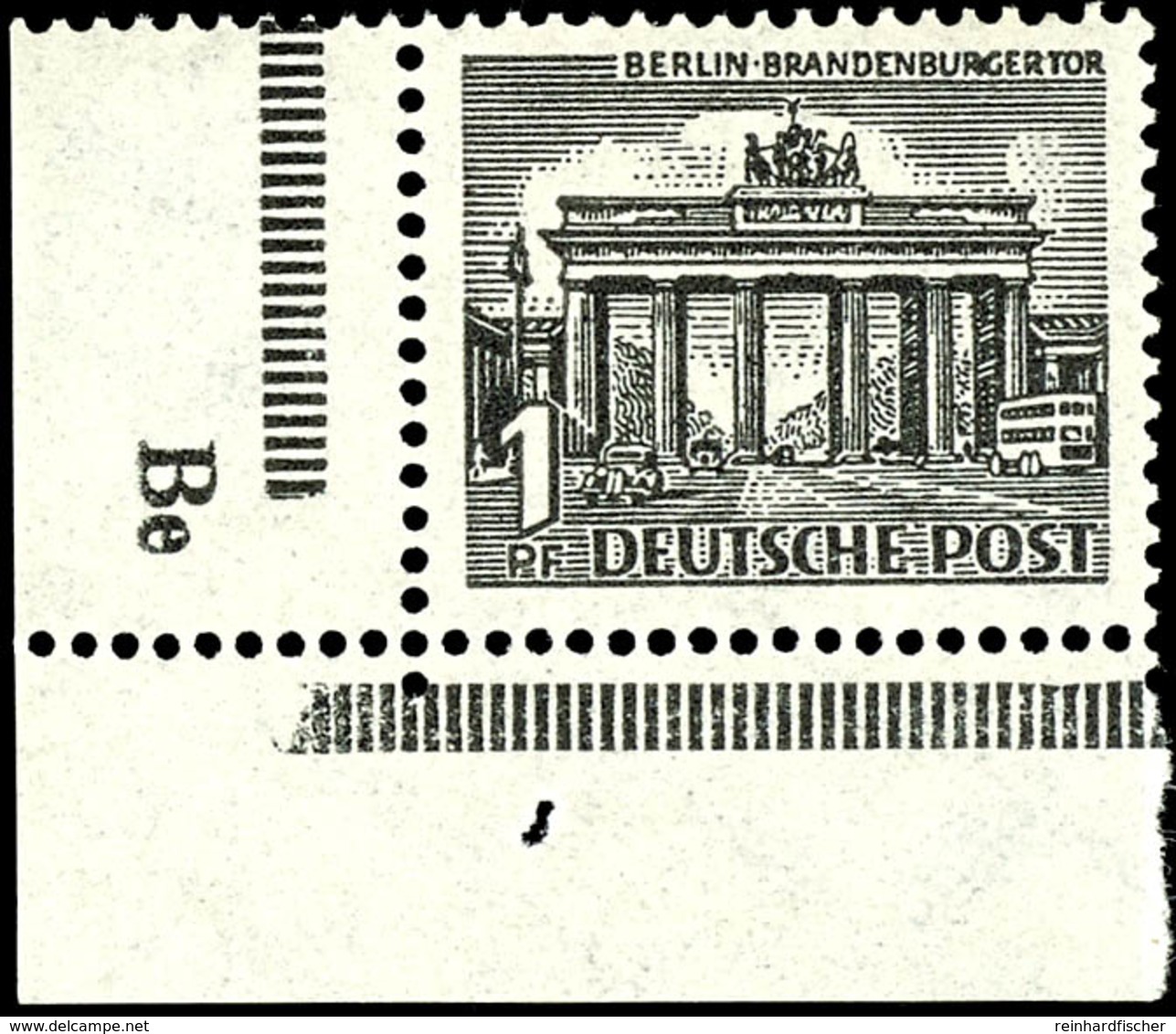 1 Pfg Berliner Bauten, Eckrandstück Unten Links Mit Druckerzeichen "Be", Postfrisch, Mi. 180.-, Katalog: 42DZ ** - Other & Unclassified