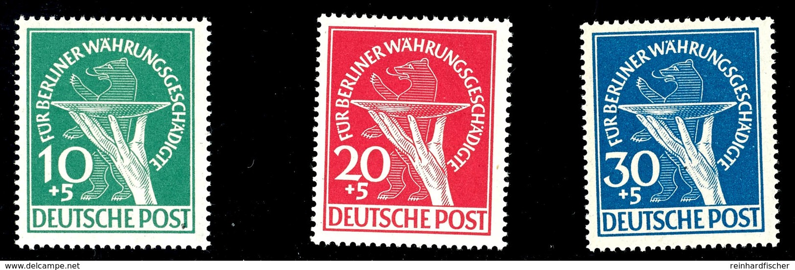 10 - 30 Pfg Währungsgeschädigte, 3 Werte Kpl., Tadellos Postfrisch, Gepr. Schlegel BPP, Mi. 350.-, Katalog: 68/70 ** - Autres & Non Classés