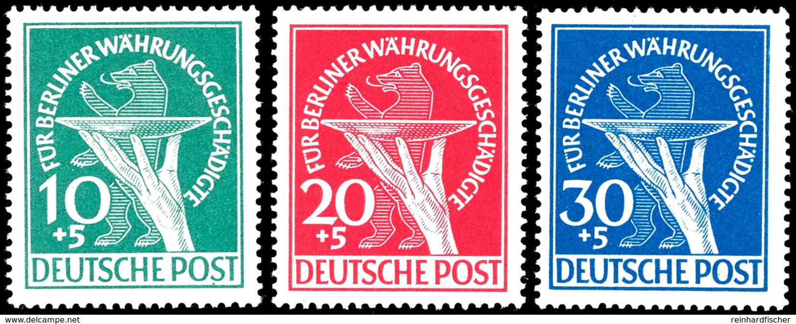 10-30Pfg. Währungsgeschädigte, Komplett, Postfrisch, Fotoattest Schlegel D. BPP, 30 Pfg. Zusätzlich Geprüft, Mi.350,-, K - Autres & Non Classés