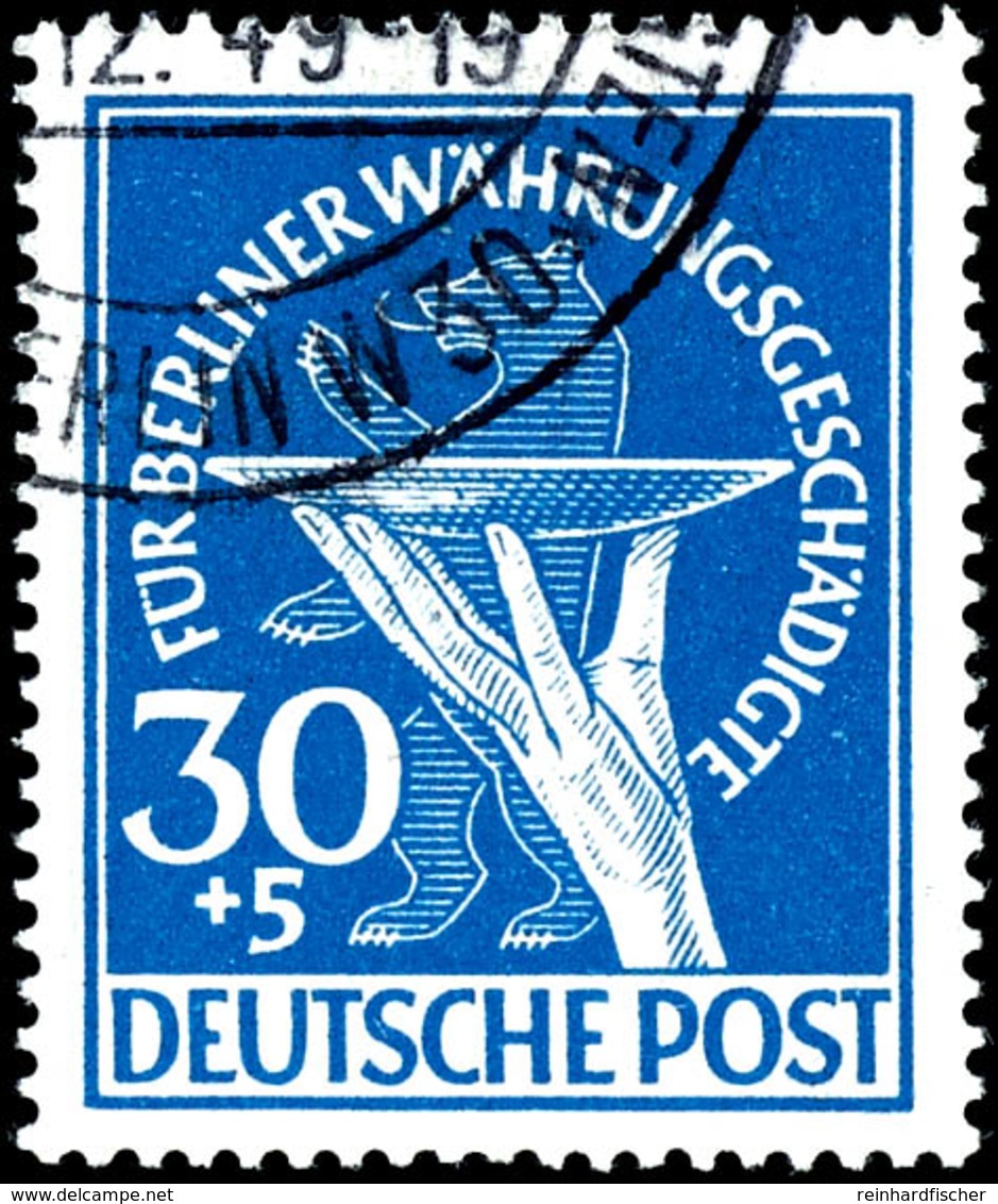 30 Pfg Währungsgeschädigte, Plattenfehler I "Strich In Opferschale", Tadellos Gestempelt, Gepr. A. Schlegel BPP, Mi. 500 - Other & Unclassified