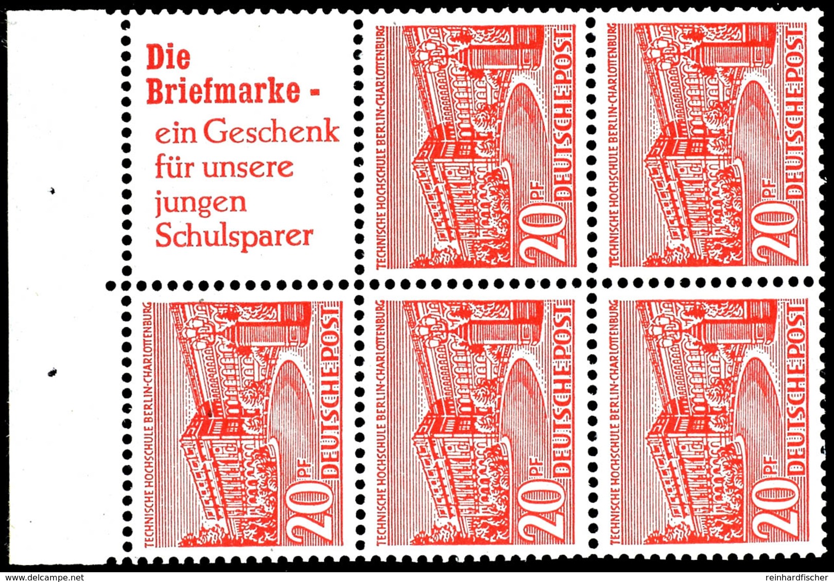 Berliner Bauten 1952, 1 Bis 20 Pfg, 6 Heftchenblätter Komplett, Postfrisch, Ein 1 Pfg Wert Kleiner Fleck, Sonst Tadellos - Sonstige & Ohne Zuordnung