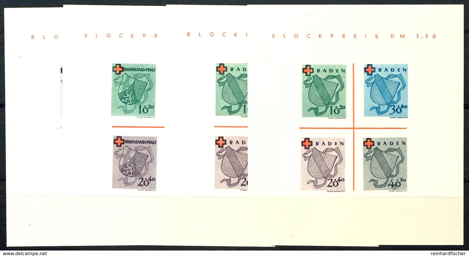 Rotes-Kreuz-Blocks, Alle 3 Ausgaben, Baden In Type I+II, Je Tadellos, Mi. 450,-, Katalog: Bl.1 (*) - Other & Unclassified