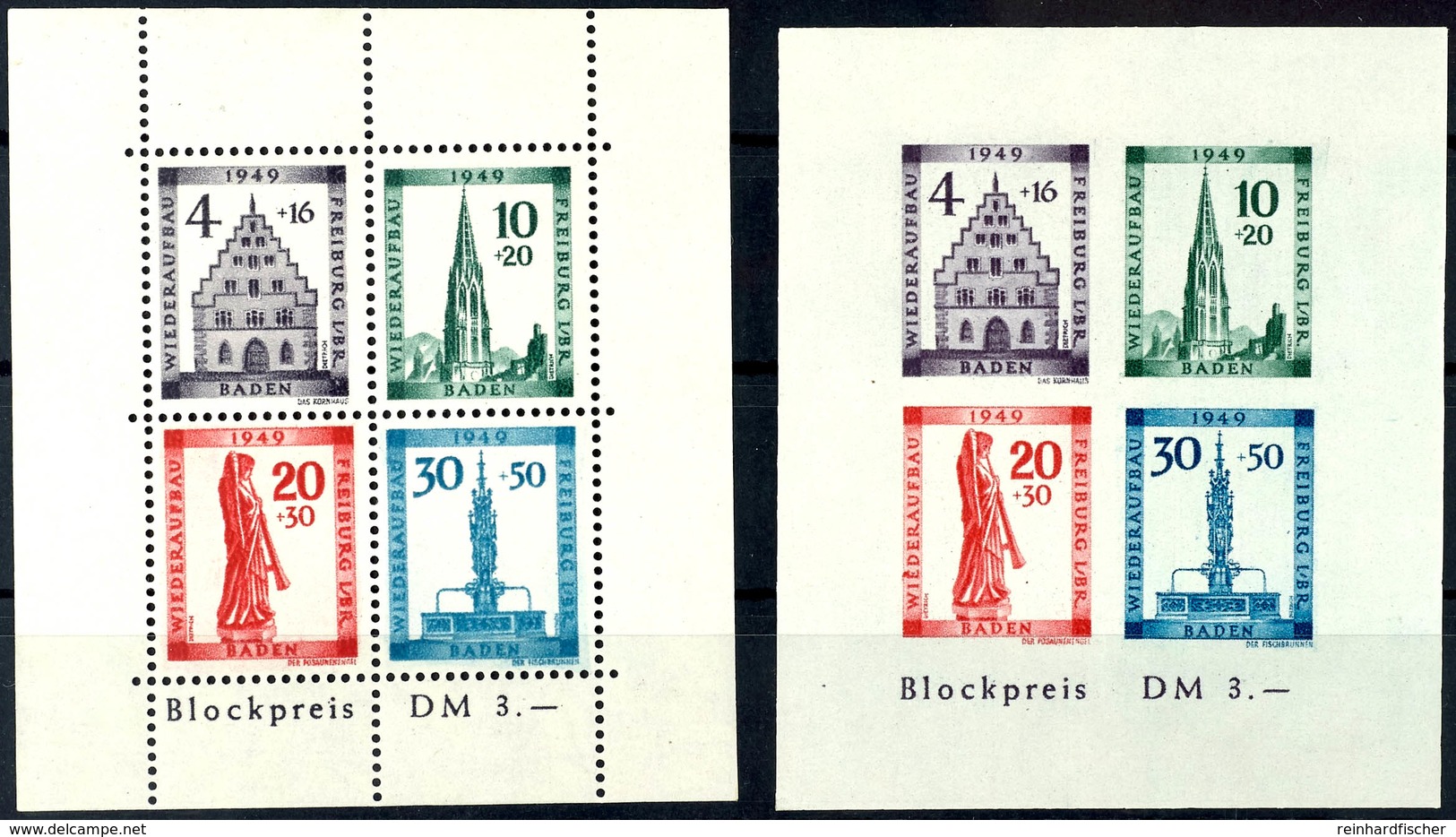 Blockausgabe Wiederaufbau, Blockpaar Gezähnt/ungezähnt, Tadellos Postfrisch, Unsigniert, Mi. 145.-, Katalog: Bl.1A/B ** - Autres & Non Classés