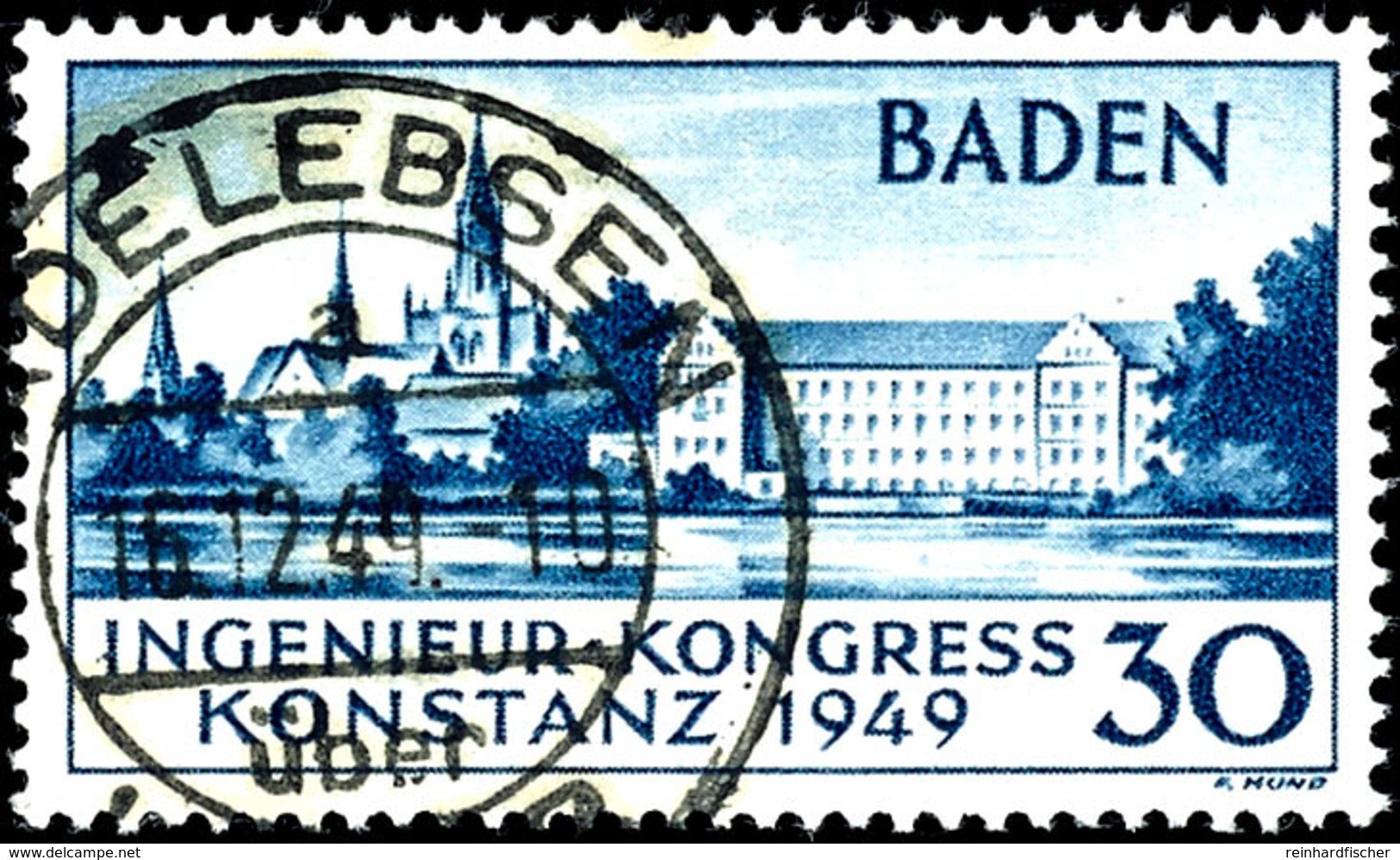 30 Pfg Konstanzer Ingenieur Kongress, 2. Auflage, Gestempelt "Adelebsen 16.12.49", Tadellose Erhaltung, Gepr. Schlegel B - Altri & Non Classificati