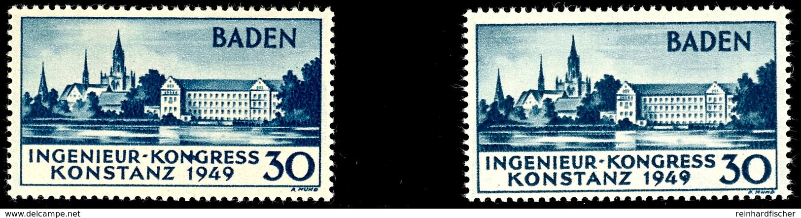 30 Pfg. Konstanz, Beide Plattenfehler, Je Postfrisch, Mi. 160,-, Katalog: 46PFI/II ** - Sonstige & Ohne Zuordnung