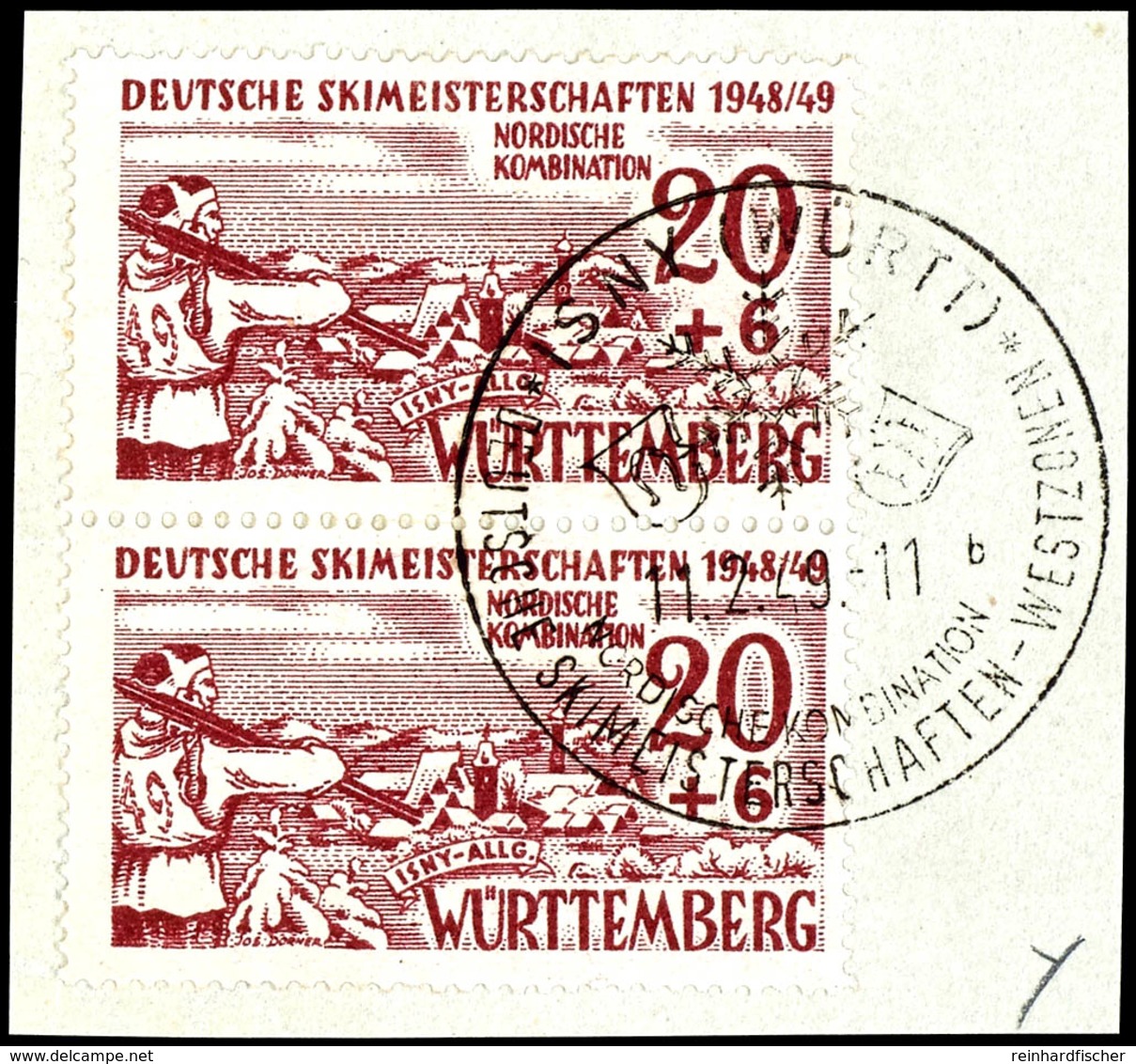 10 Und 20 Pfg. Skimeisterschaften Je Senkr. Paar, 10 Pfg. Type XV Und XVIII, 10 Pfg. Type I, Je Mit Ersttagsstempel Auf  - Other & Unclassified