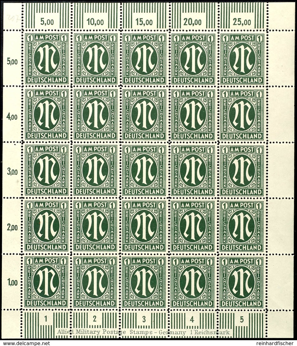 1 RM. AM-Post, Originalbogen Zu 25 Werten, Tadellos Postfrisch, Unsigniert, Horizontal Leicht Gefaltet, Mi. 200.-+, Kata - Sonstige & Ohne Zuordnung