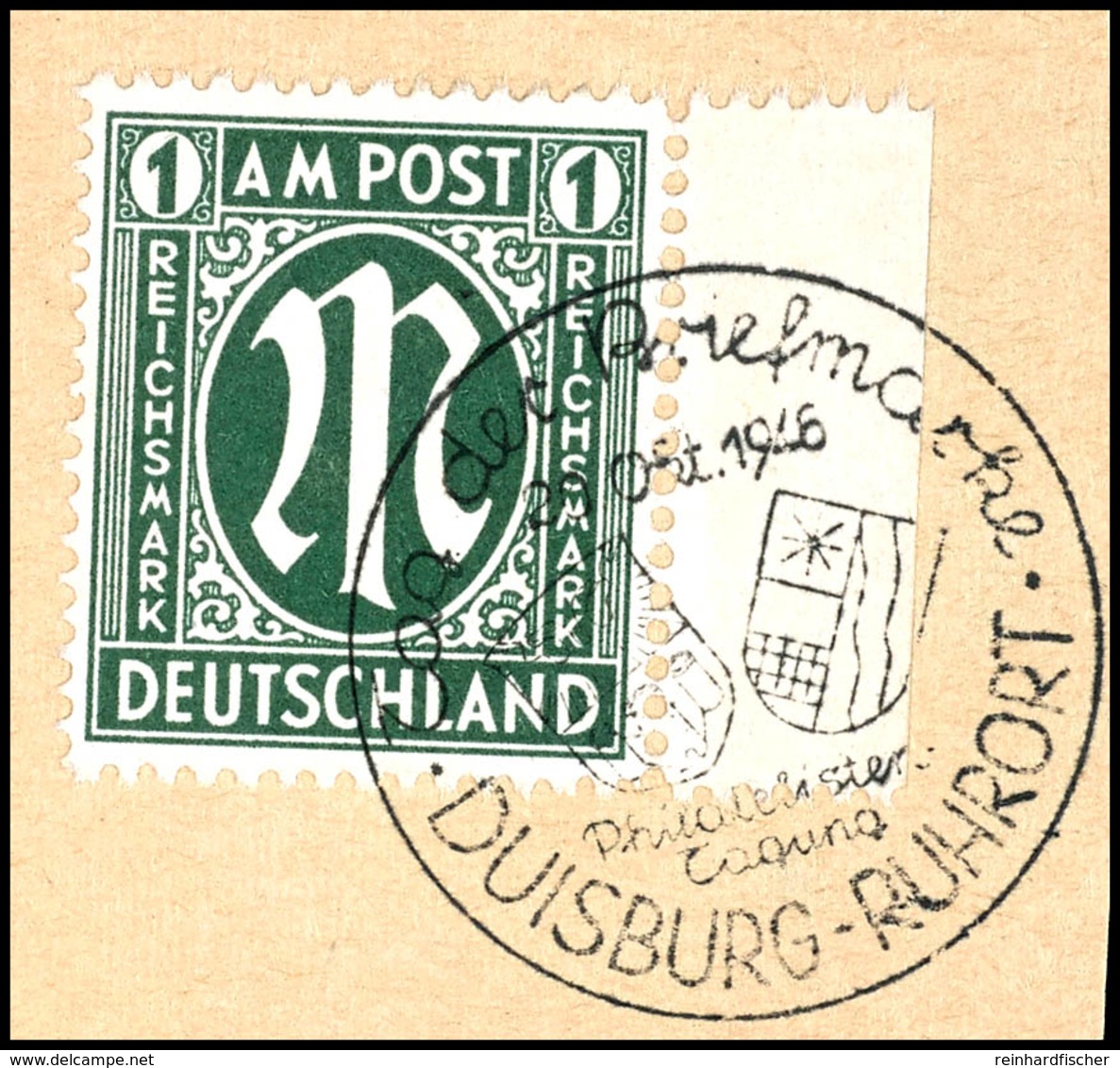 1 Reichsmark AM-Post, Gestempelt "Tag Der Briefmarke 20. Okt. 1946 Philatelisten-Tagung Duisburg Ruhrort" Auf Luxusbrief - Other & Unclassified