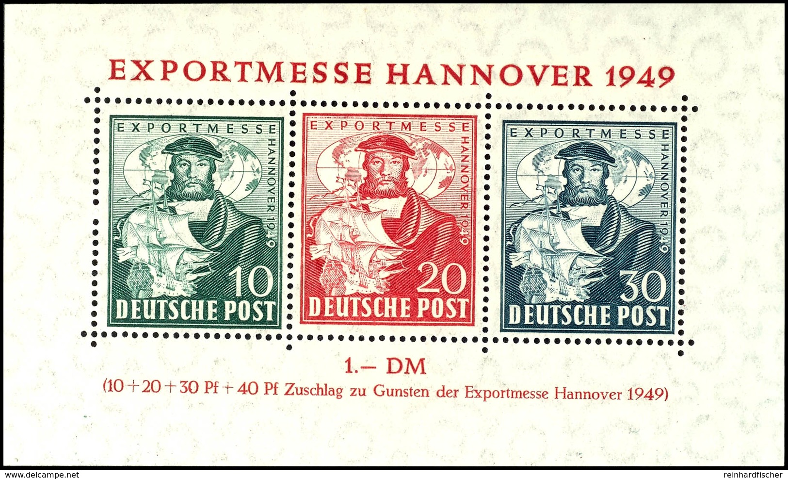 Blockausgabe "Exportmesse Hannover", 30 Pfg Dunkelgrünlichblau, Tadellos Postfrisch, Fotoattest Schlegel BPP: "Die Erhal - Other & Unclassified