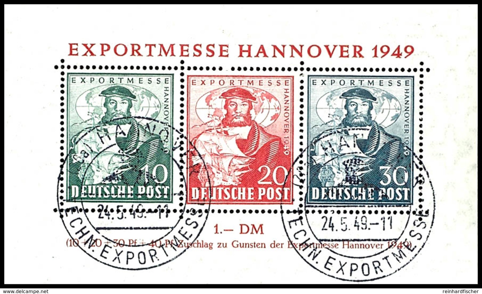 Blockausgabe "Exportmesse Hannover" In C-Farbe, Gestempelt Mit Sonderstempel "HANNOVER 24.5.49", Tadellose Erhaltung, Fo - Other & Unclassified