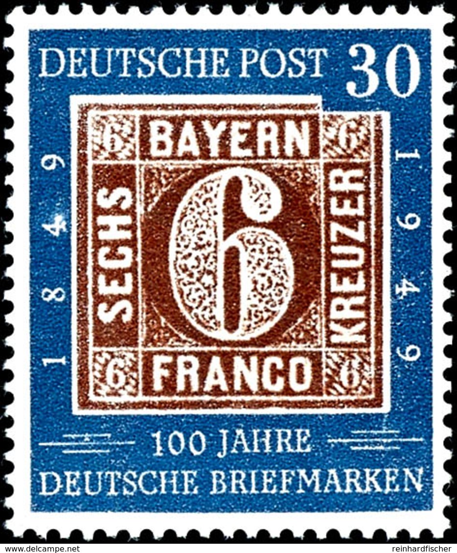 30 Pfg. 100 Jahre Briefmarken Mit Plattenfehler "Aufhellung An Der 4 Von 1849 Und Weißer Punkt Zwischen Den Obersten Lin - Autres & Non Classés