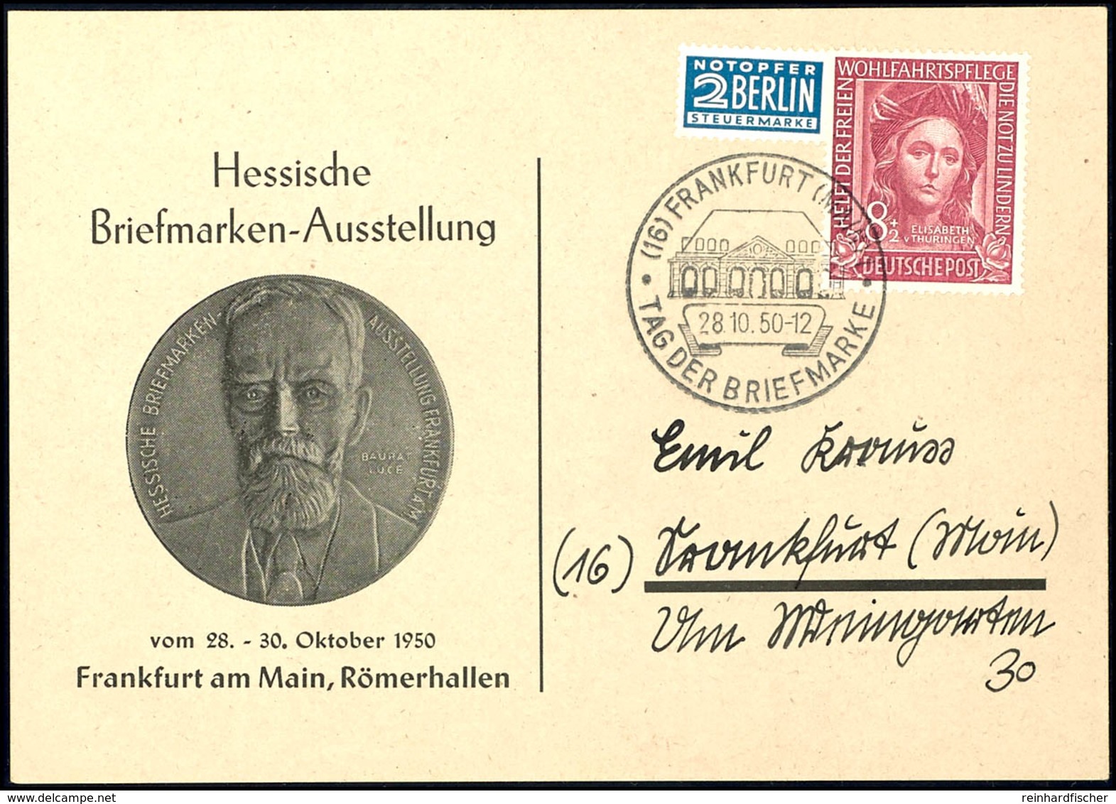 8 + 2 Pfg Helfer Der Menschheit Auf Portogerechter Orts-Postkarte Mit Sonderstempel "(16) FRANKFURT (MAIN) / TAG DER BRI - Sonstige & Ohne Zuordnung